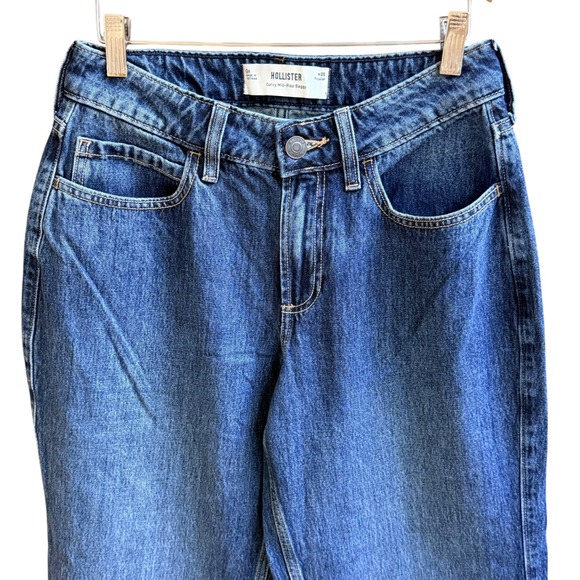 NWT Hollister Jeans Curvy Mid Rise Baggy Wide Leg Womens 25 Boho Winter Casual - Picture 2 of 8